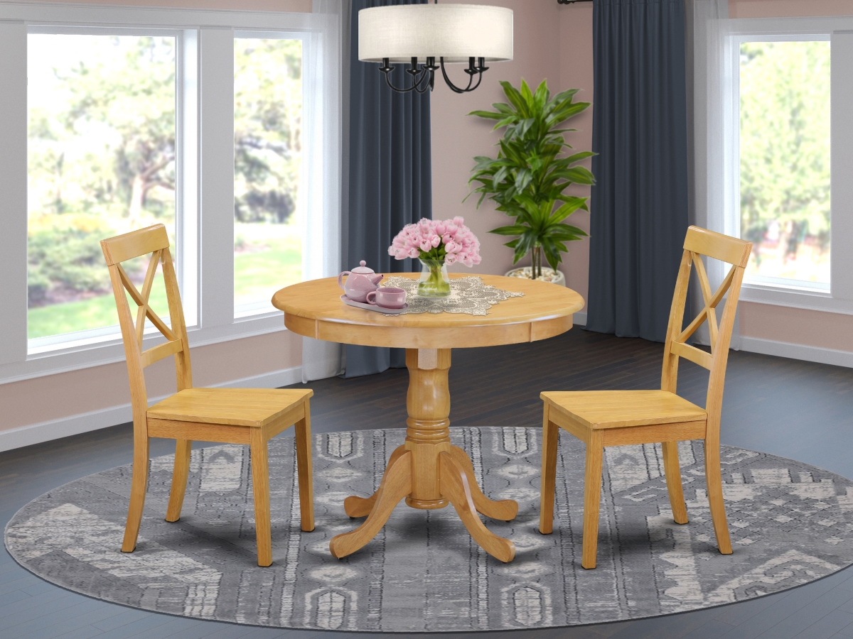 3 Piece Antique Kitchen Table Set - Oak