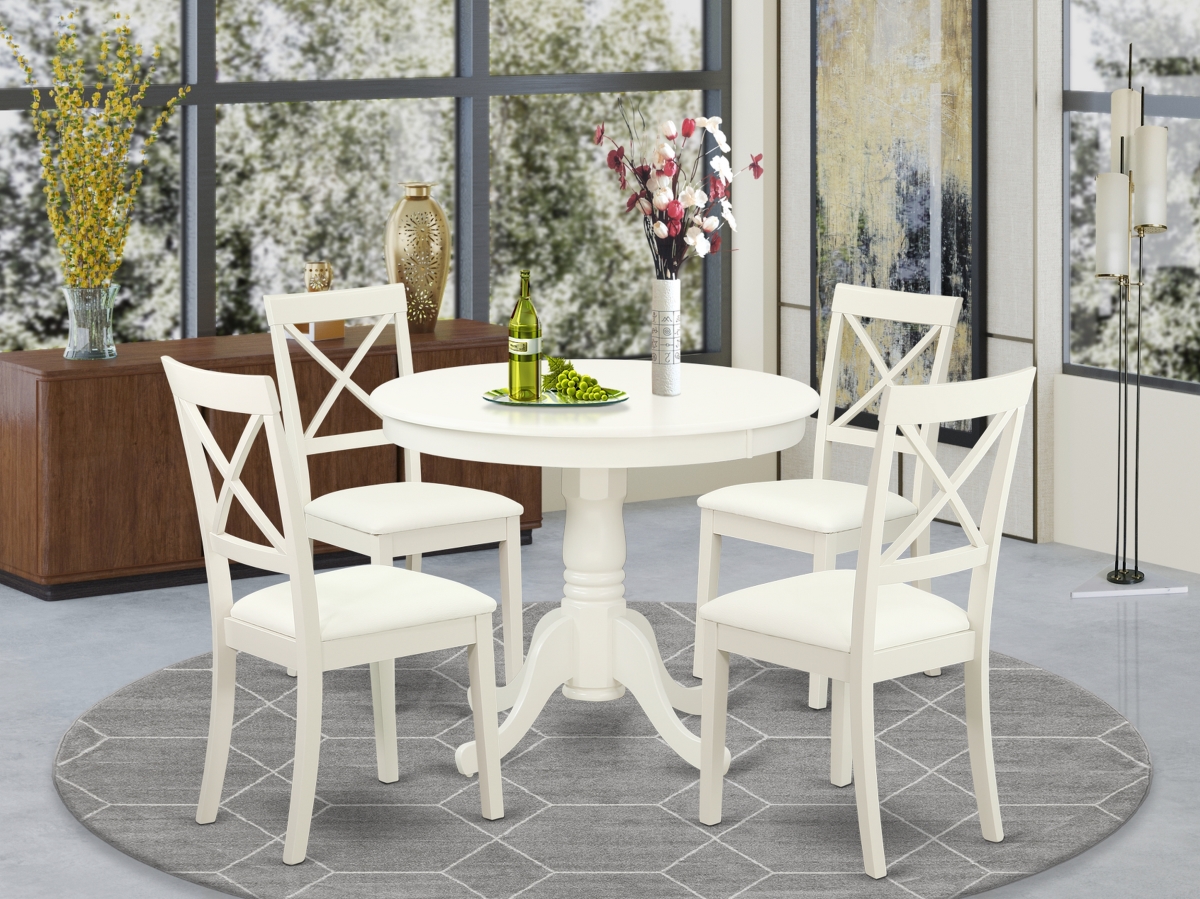 5 Piece Antique Kitchen Table Set - Linen White
