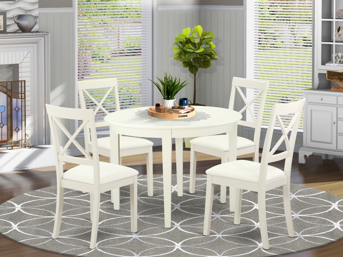 5 Piece Boston Small Kitchen Table Set - Linen White