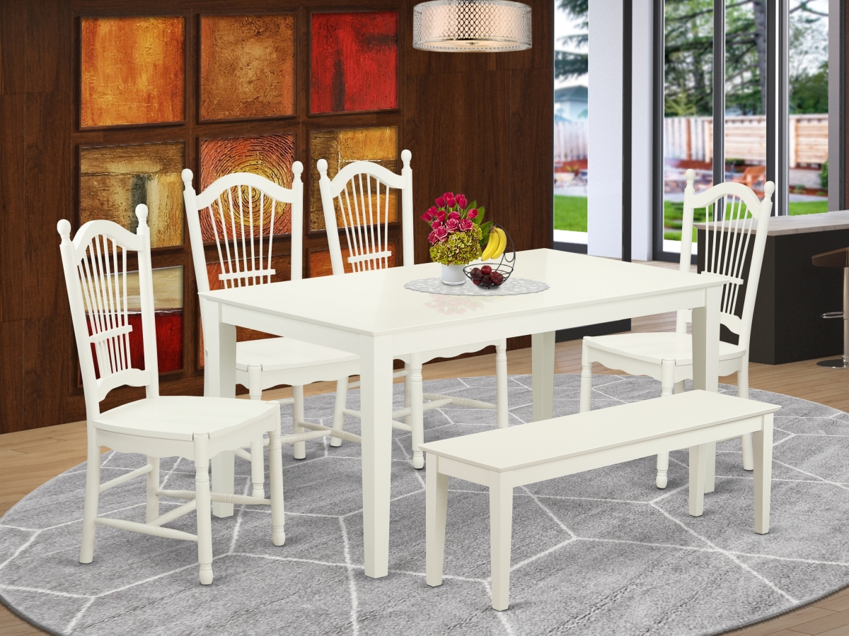 6 Piece Capri Dining Table Set - Linen White