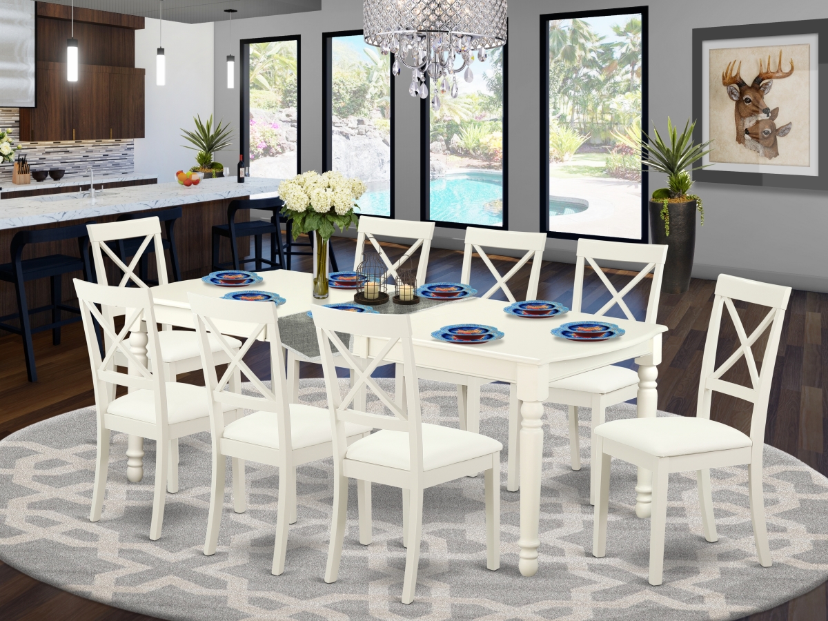9 Piece Dover Dining Table Set - Linen White