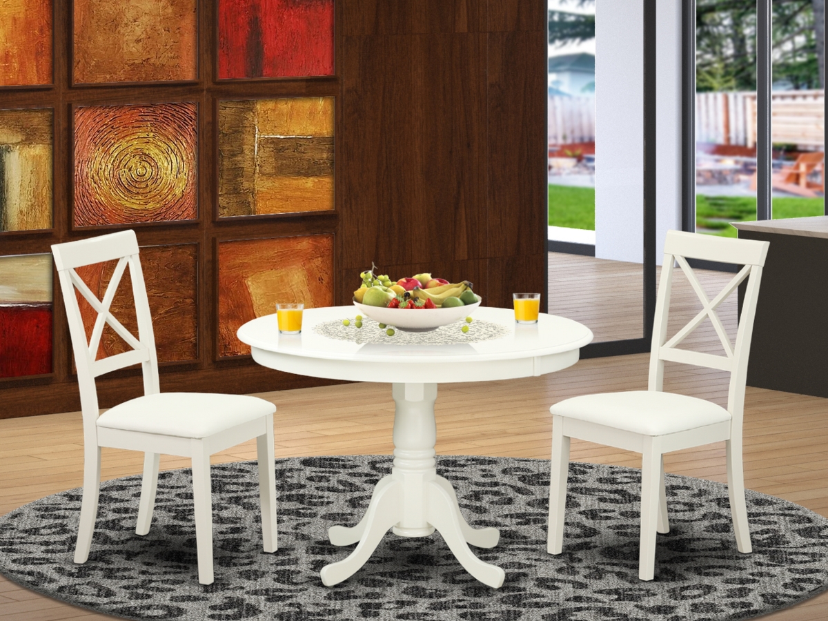 3 Piece Hartland Kitchen Table Set - Linen White