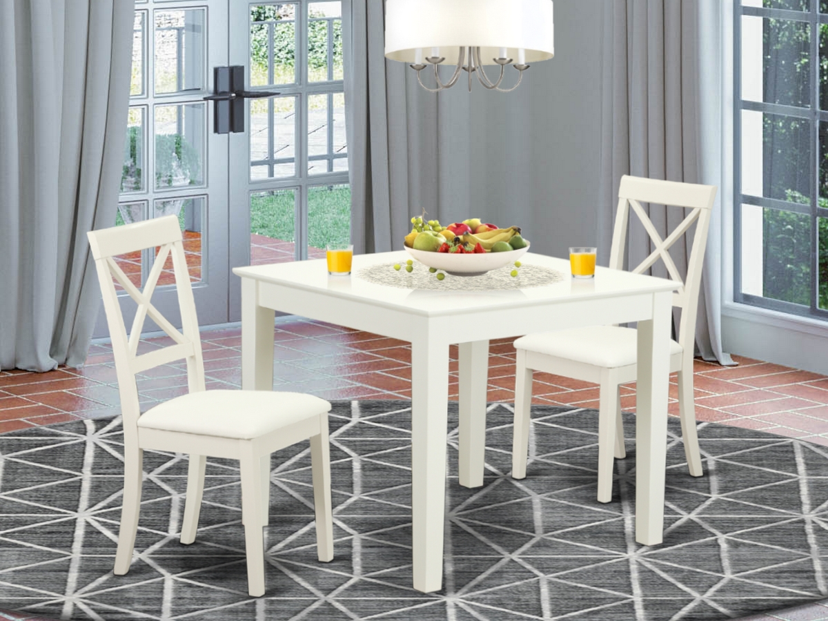 3 Piece Oxford Dinette Table Set - Linen White