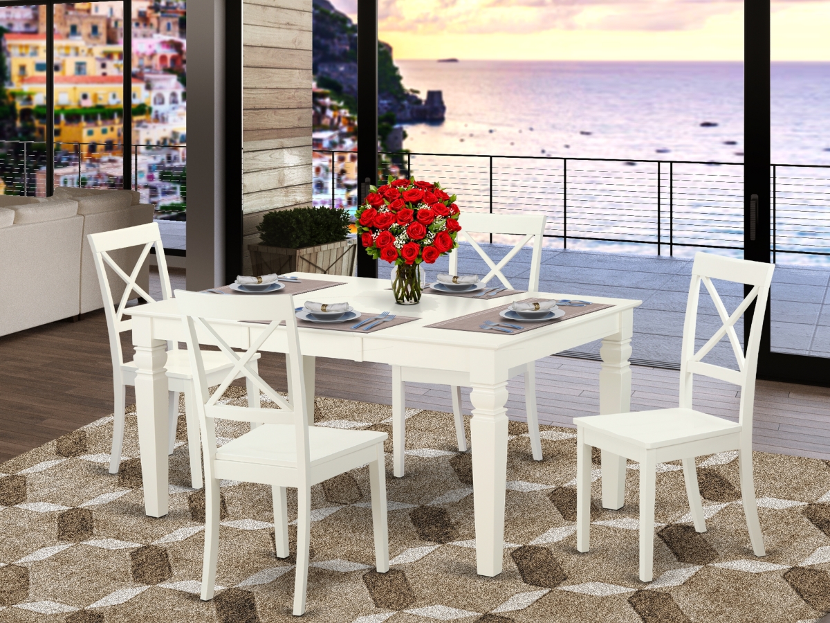 WEBO5-LWH-W 5 Piece Weston Dining Table Set - Linen White