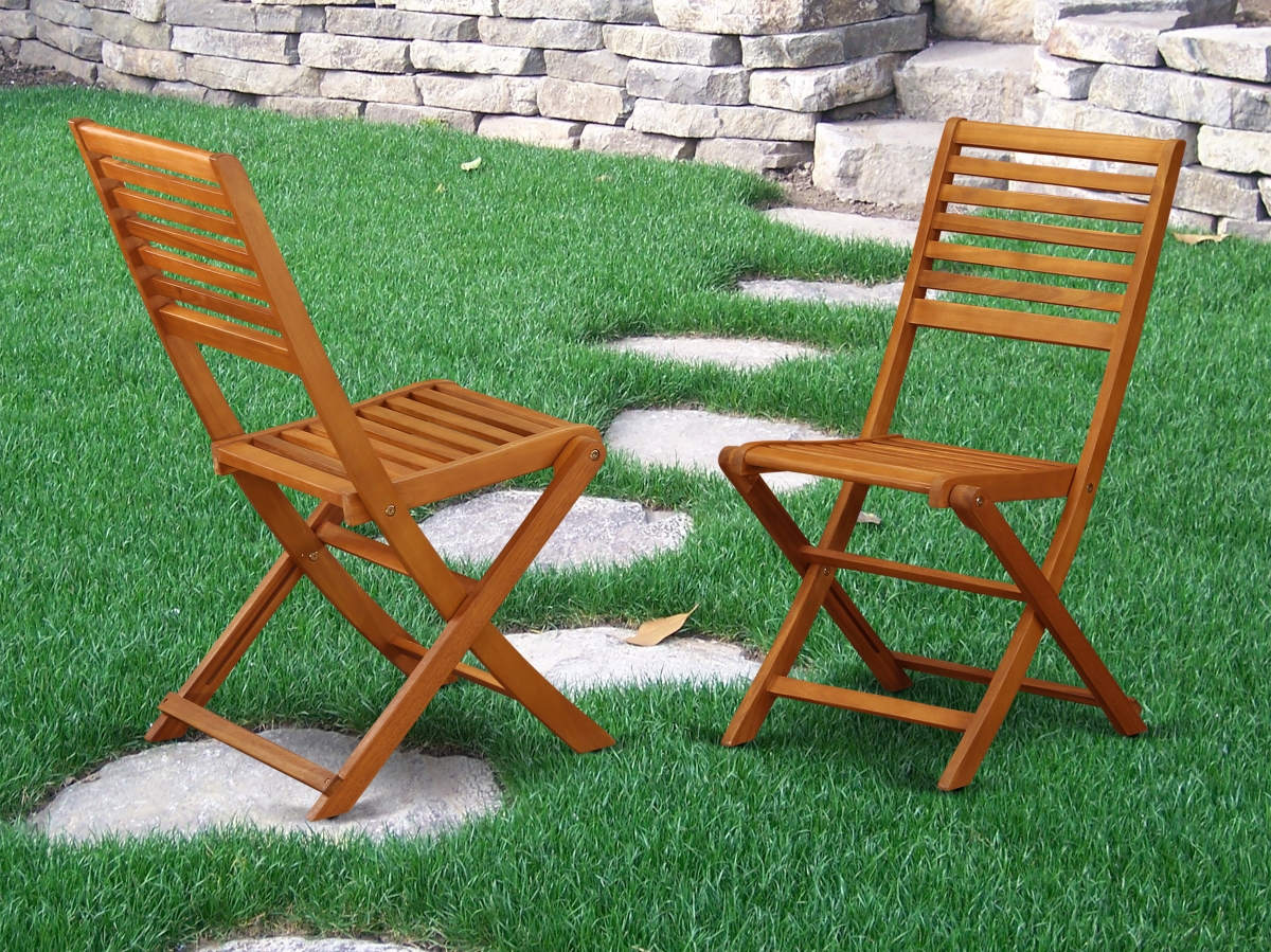 BBSCWNA Cameron Solid Acacia Solid Wood Outdoor-Furniture Side Foldable Chair - Set of 2