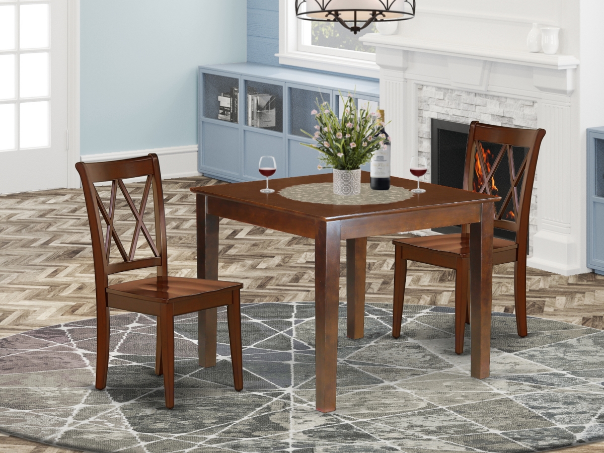 36 in. Oxford Square Table & 2 Double X Back Chairs - Mahogany, 3 Piece -  GSI Homestyles, HO2576386
