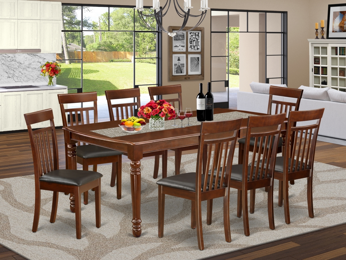 60-78 in. Dover Rectangular Dining Table with 18 in. Self Storing Butterfly Leaf & 8 Faux Leather Seat Chairs - Black, 9 Piece