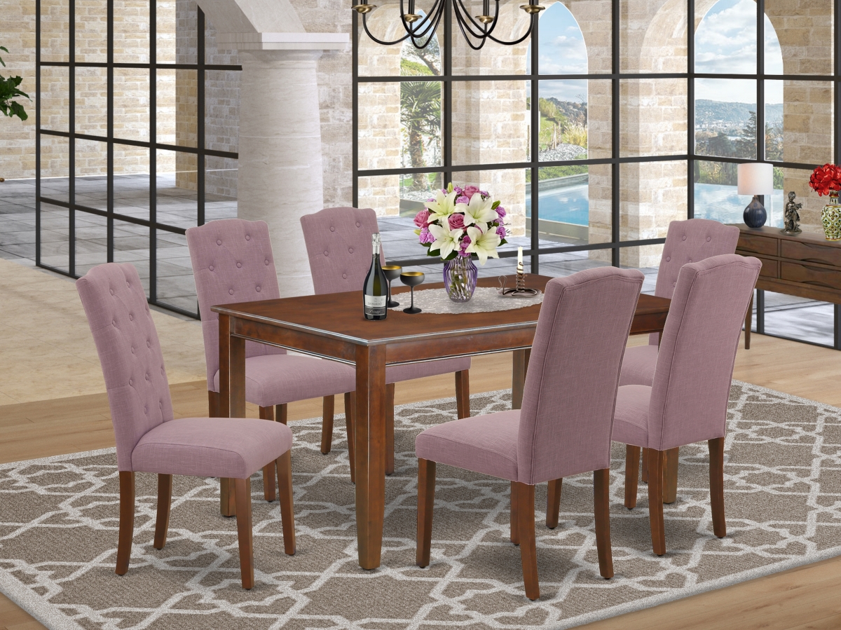7 Piece Dudley Dinette Set - Mahogany & Dahlia