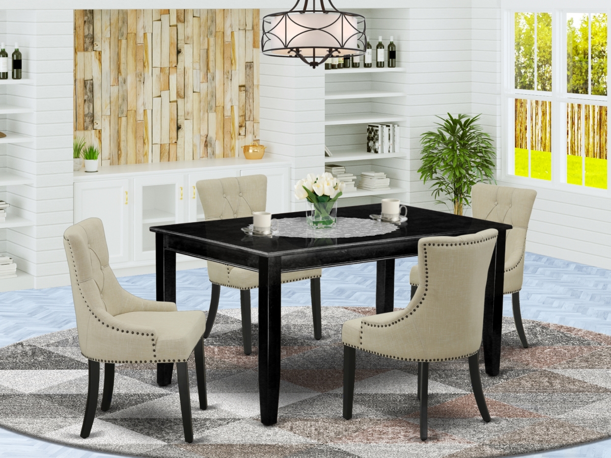 5 Piece Dudley Dining Set - Black & Light Beige