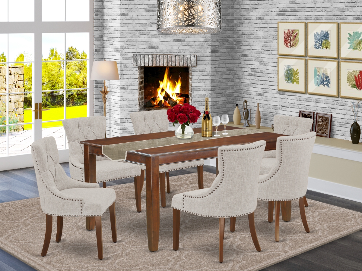 7 Piece Dudley Dinette Set - Mahogany & Doeskin
