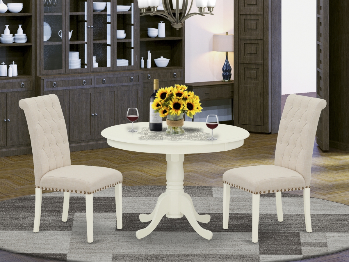3 Piece Hartland Dinette Set - Linen White & Light Beige