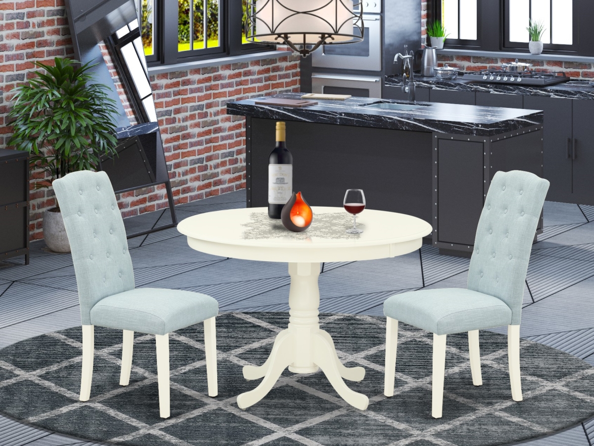 3 Piece Hartland Dinette Set - Linen White & Baby Blue