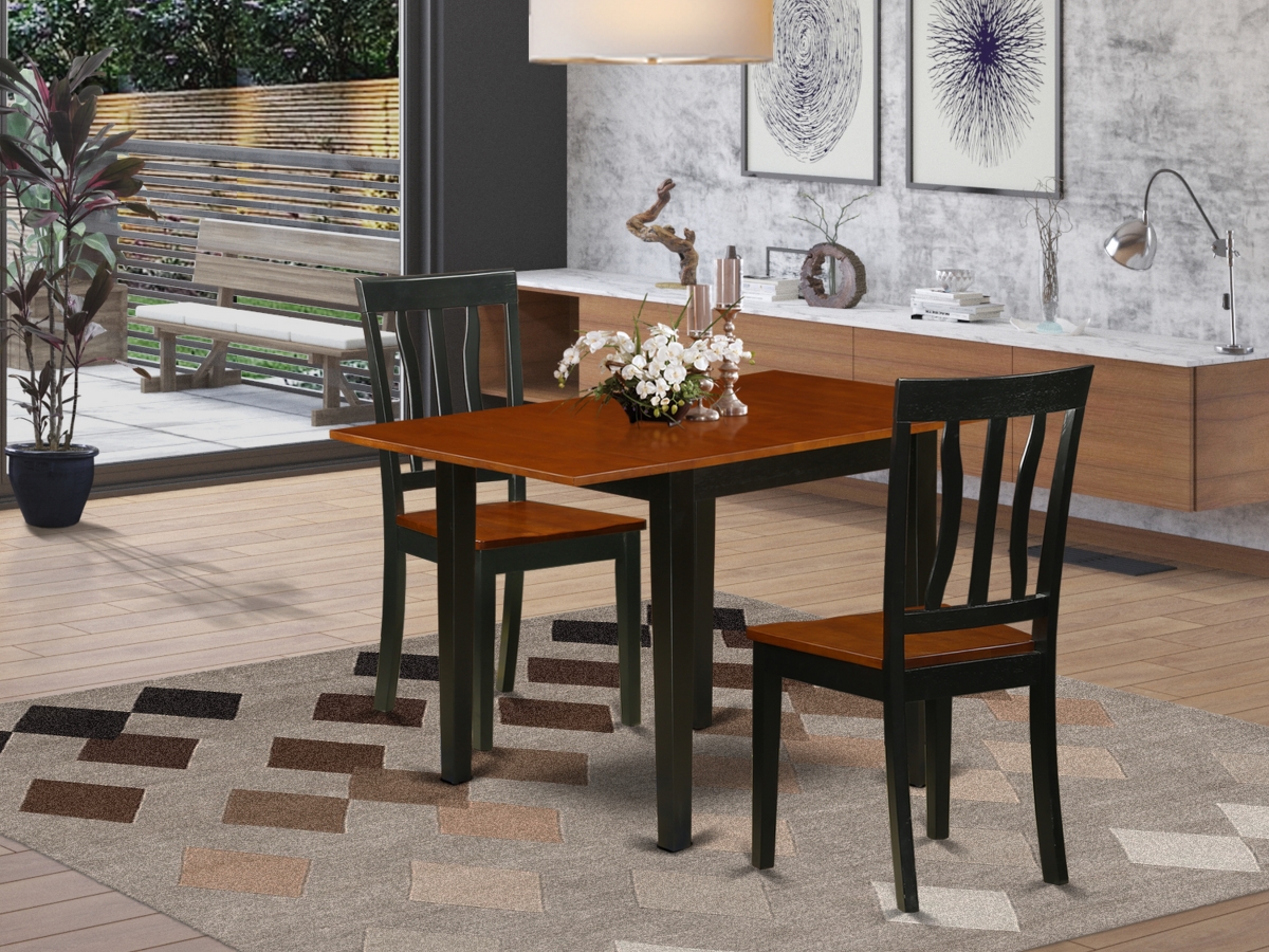 3 Piece Norden Dining Set - Cherry & Black