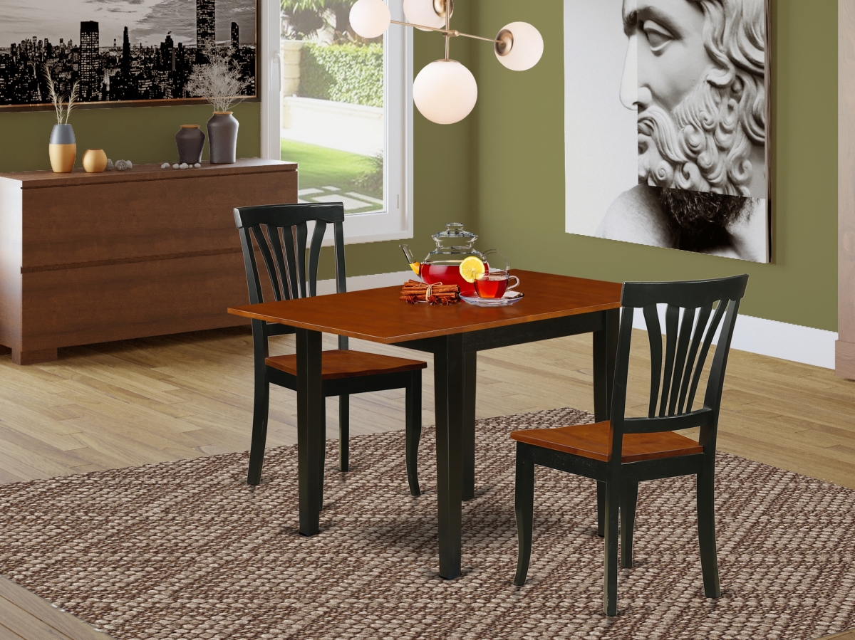 3 Piece Norden Modern Dining Table Set - Cherry & Black