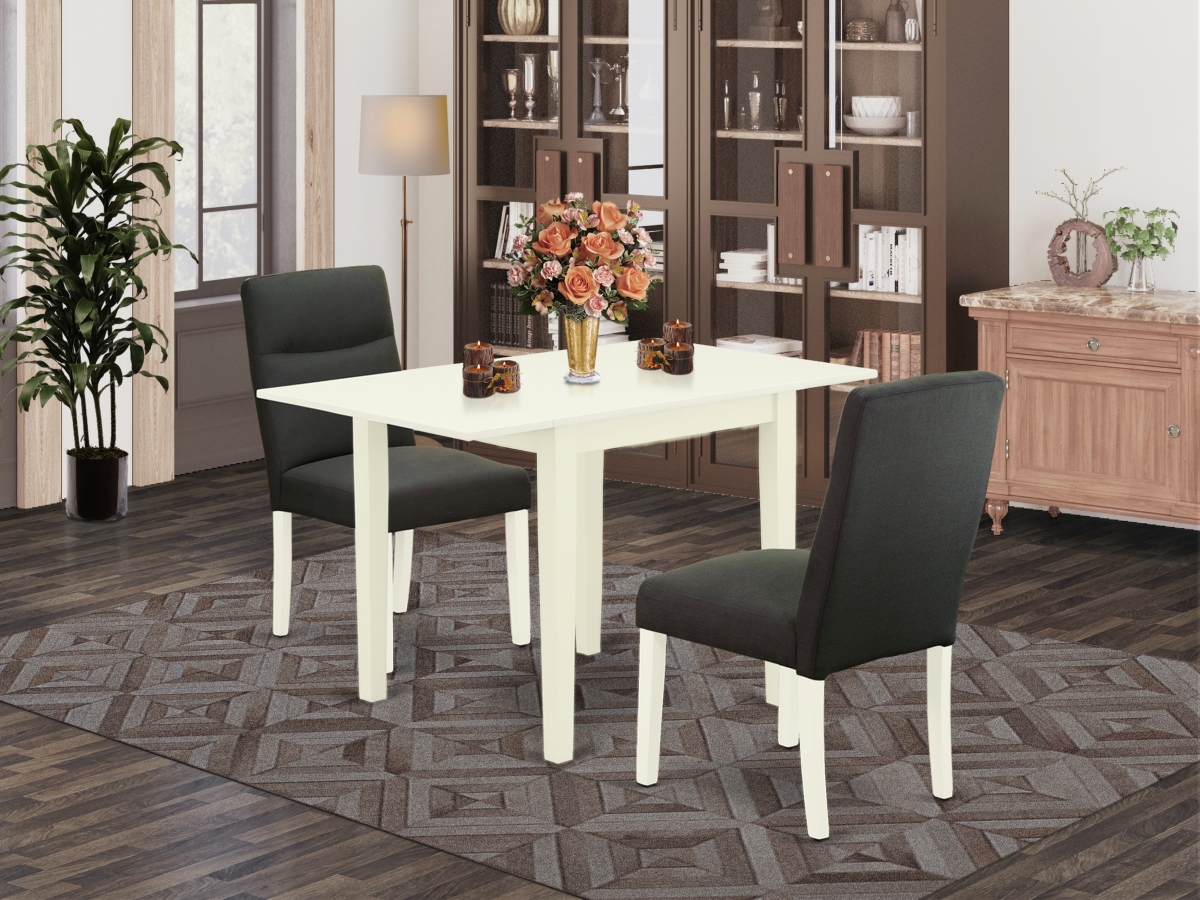 NDBE3-LWH-20 3 Piece Norden Dining Room Table Set - Dark Gotham Gray & Linen White