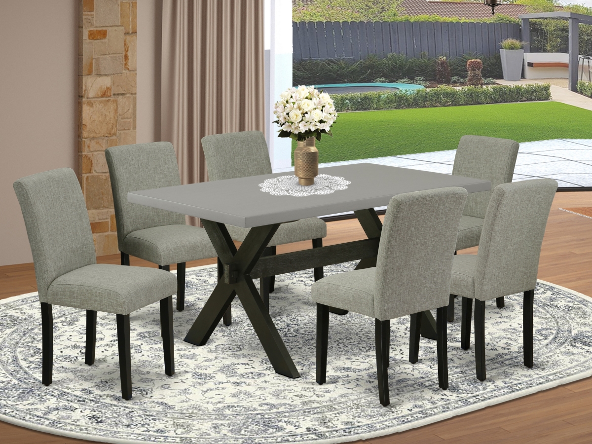 7 Piece X-Style Dinette Room Set - Shitake & Cement