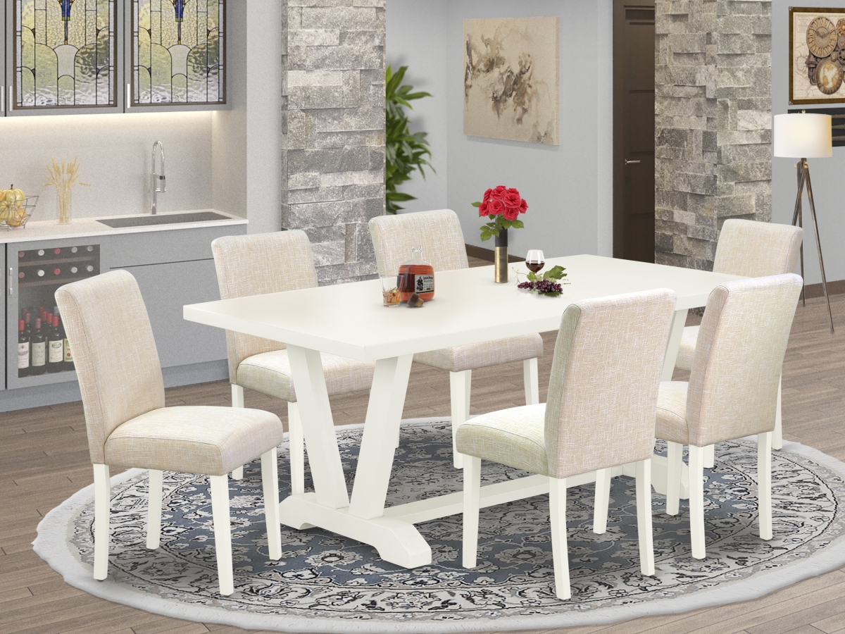 7 Piece V-Style Dining Set - Light Beige