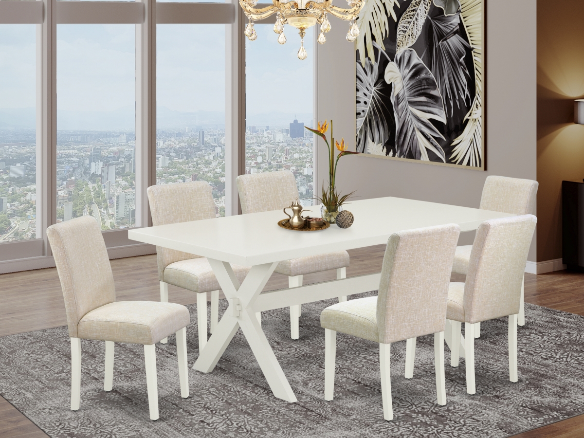 7 Piece X-Style Kitchen Table Set - Light Beige