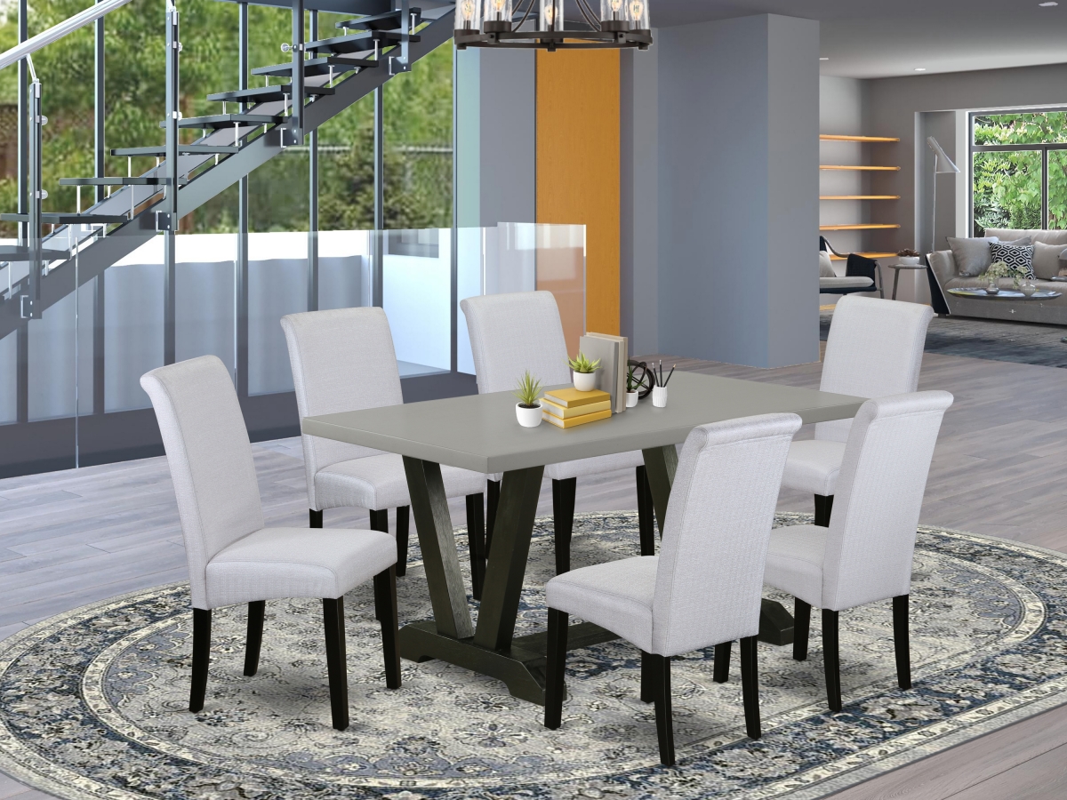 7 Piece V-Style Dinette Room Set - Gray & Cement