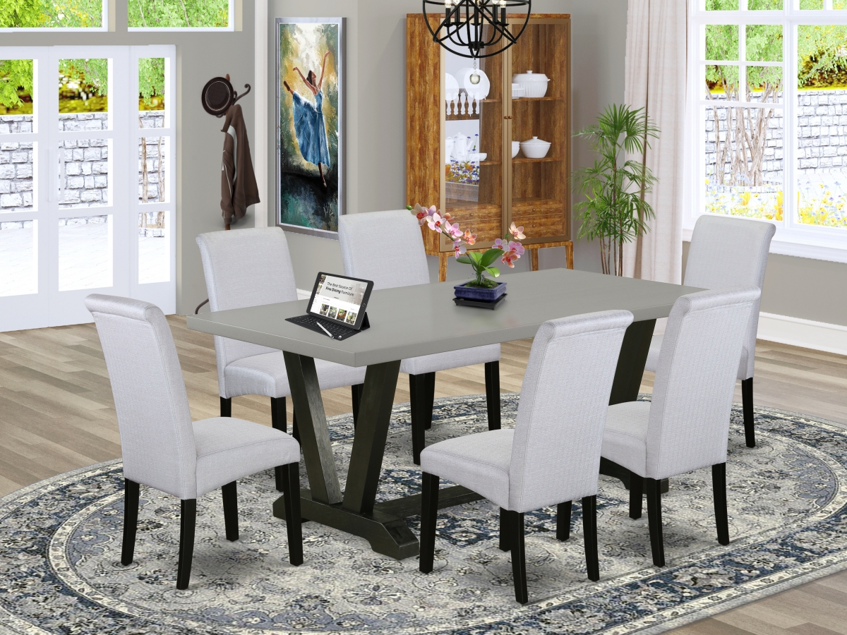 7 Piece V-Style Dining Room Set - Gray & Cement