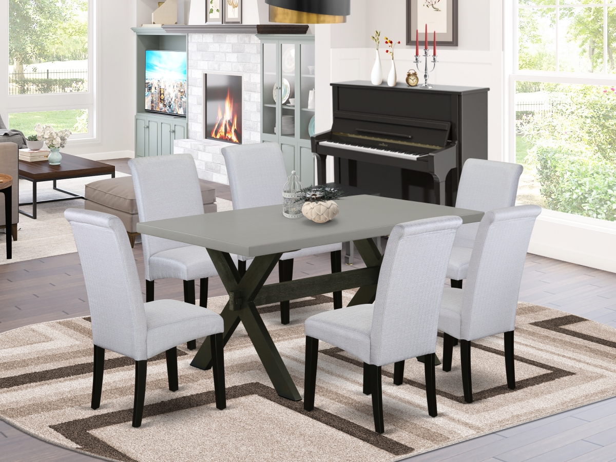 7 Piece X-Style Kitchen Dining Room Set - Gray & Cement