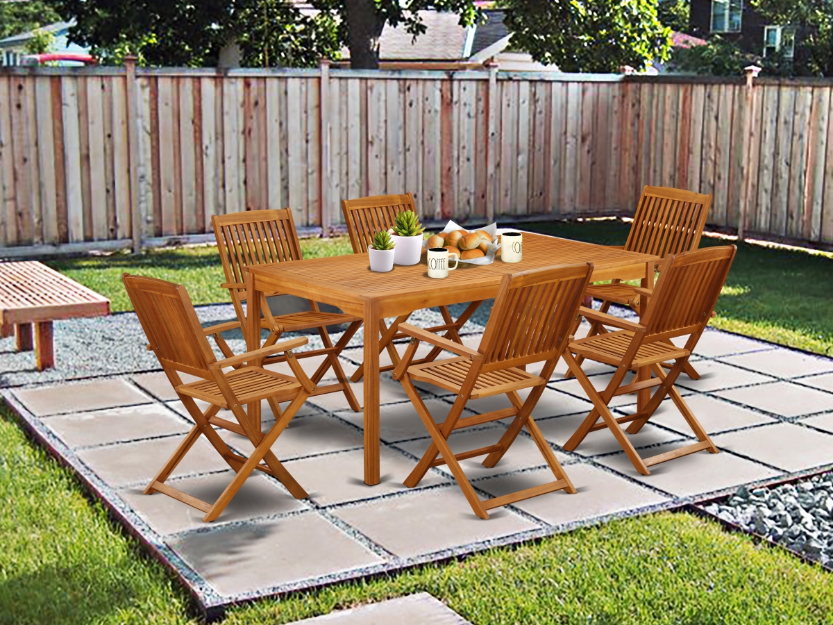 CMCM7CANA 7 Piece Cameron Acacia Balcony Dining Set - Natural Oil