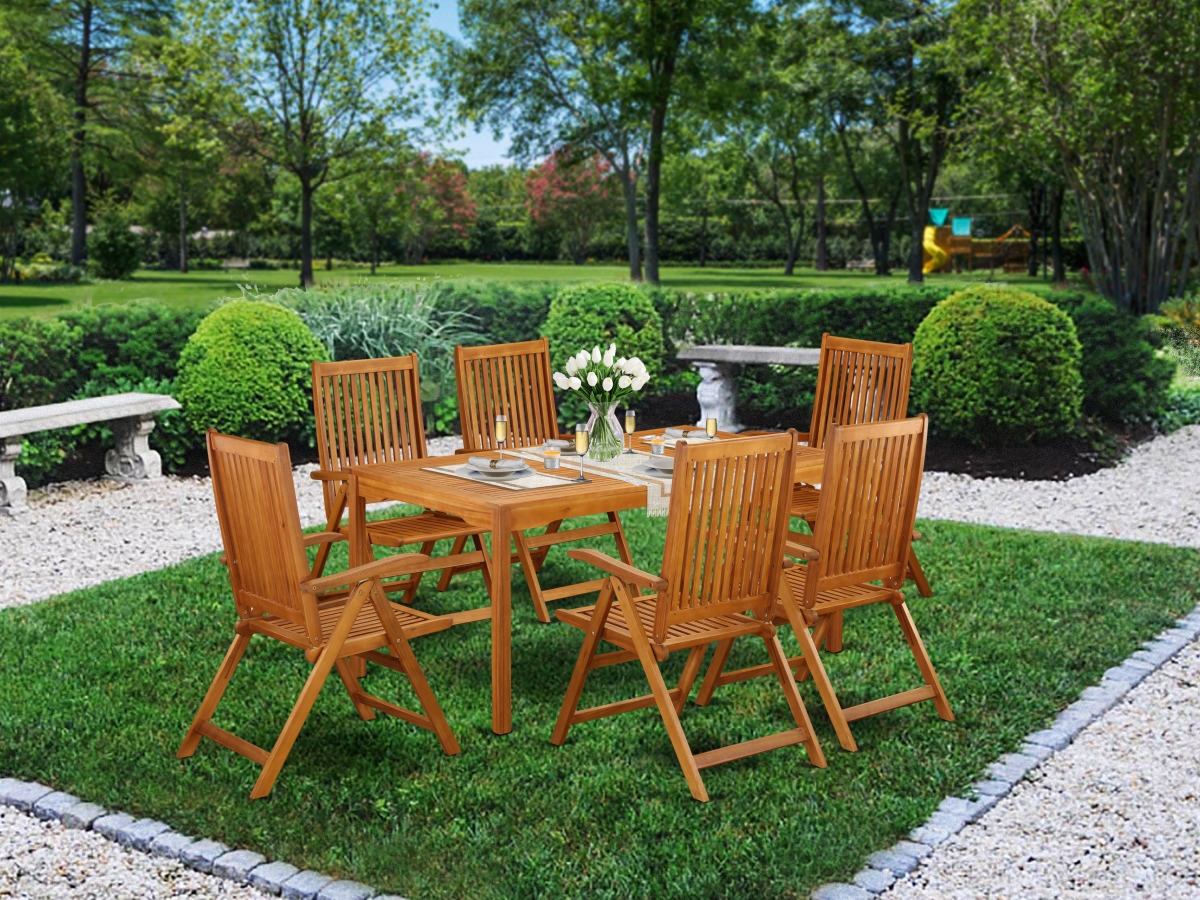 7 Piece Cameron Acacia Wooden Outdoor-furniture Dining Set - Natural Oil