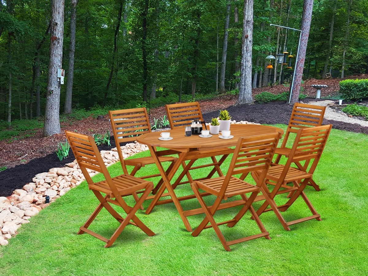 7 Piece Diboll Acacia Courtyard Dining Set - Natural Oil