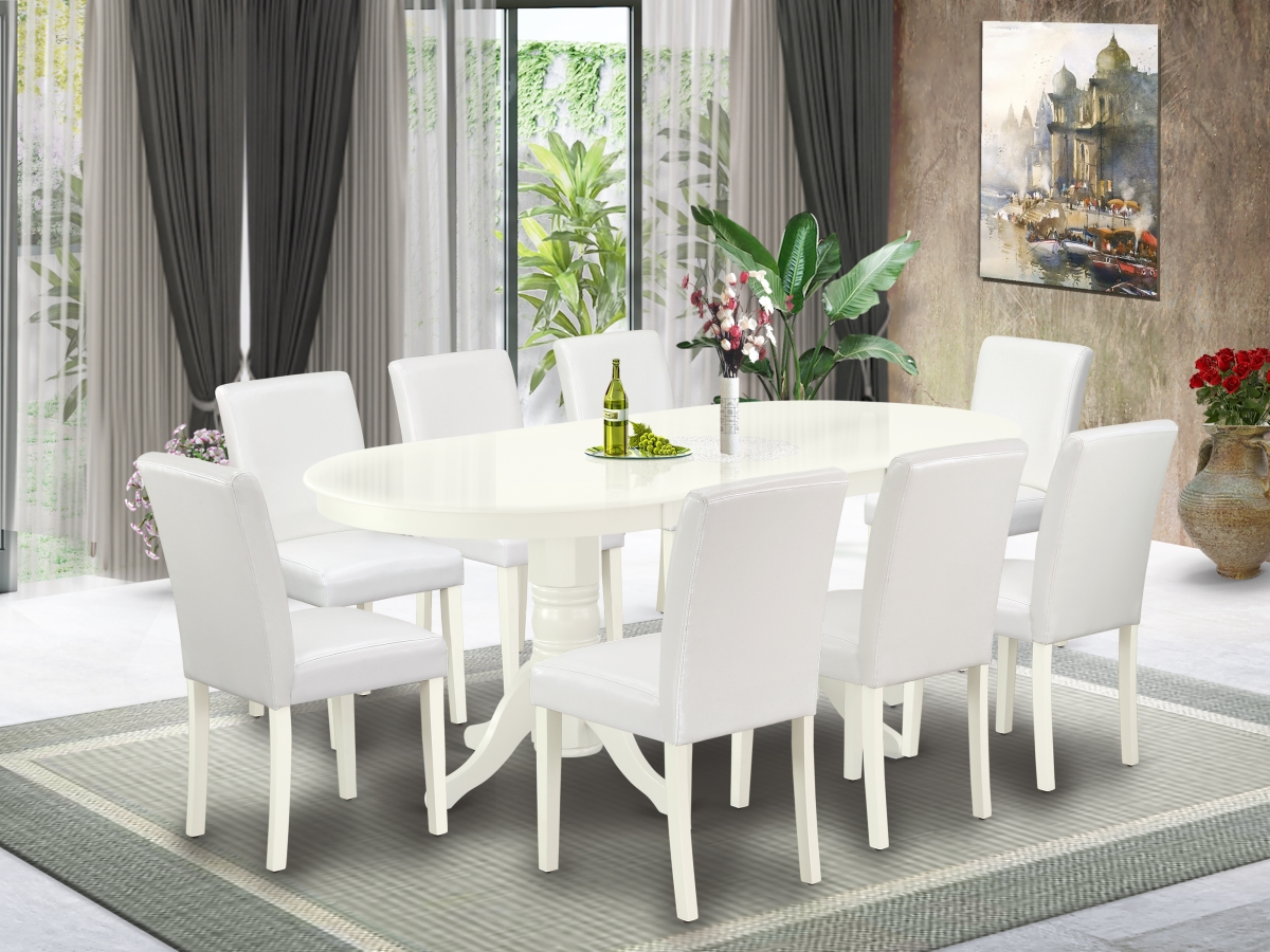 9 Piece Vancouver Kitchen Furniture Set - Linen White & White