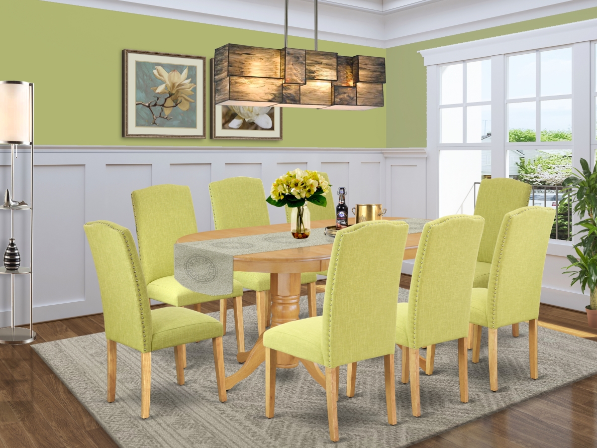 9 Piece Vancouver Kitchen Furniture Set - Oak & Limelight