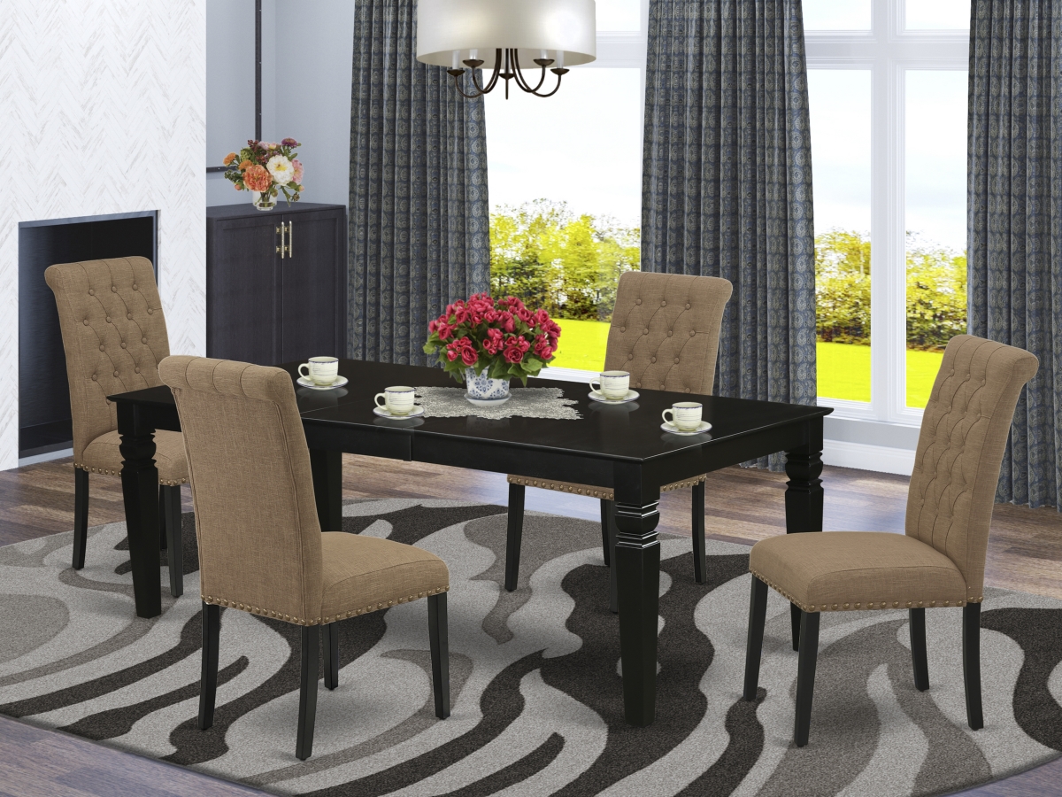 5 Piece Logan Dining Set - Black & Light Sable