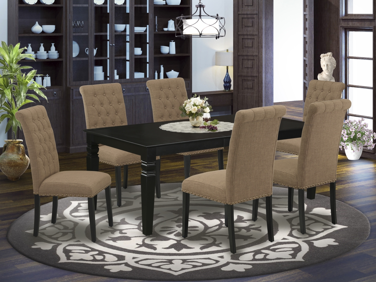 LGBR7-BLK-17 7 Piece Logan Dinette Set - Black & Light Sable