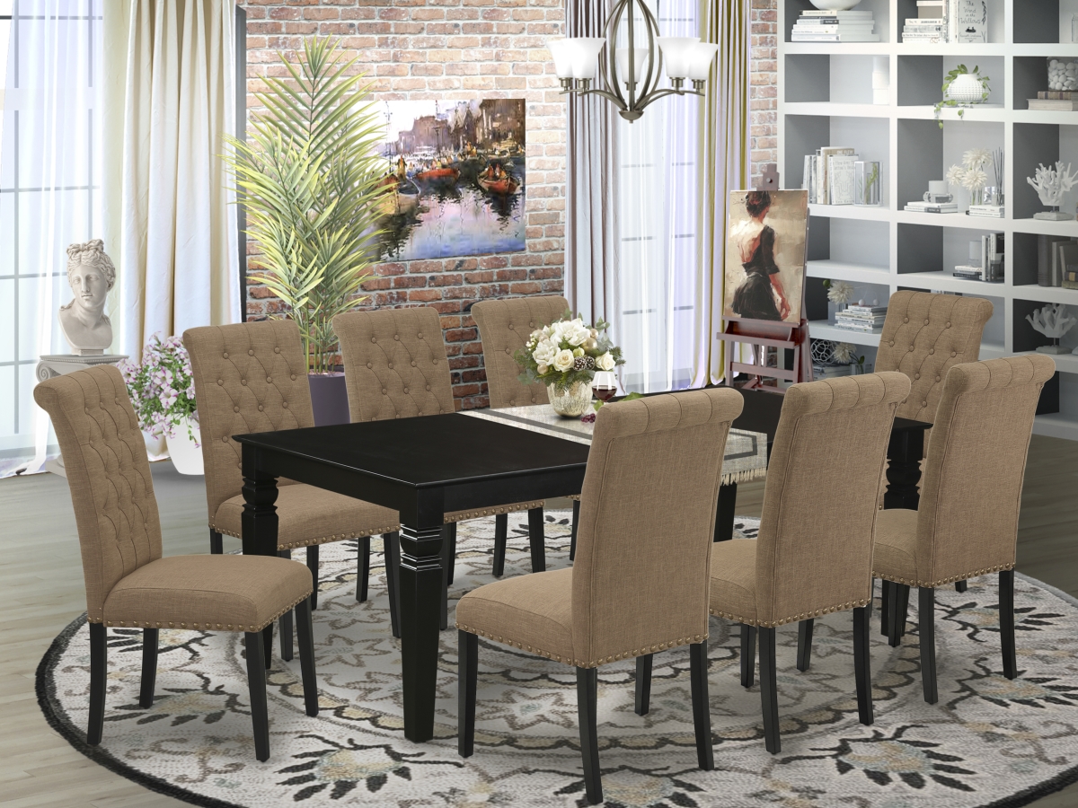 9 Piece Logan Dining Set - Black & Light Sable