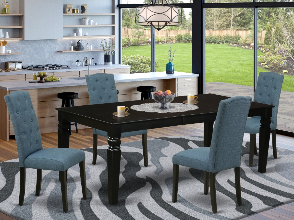 5 Piece Logan Dining Set - Black & Blue