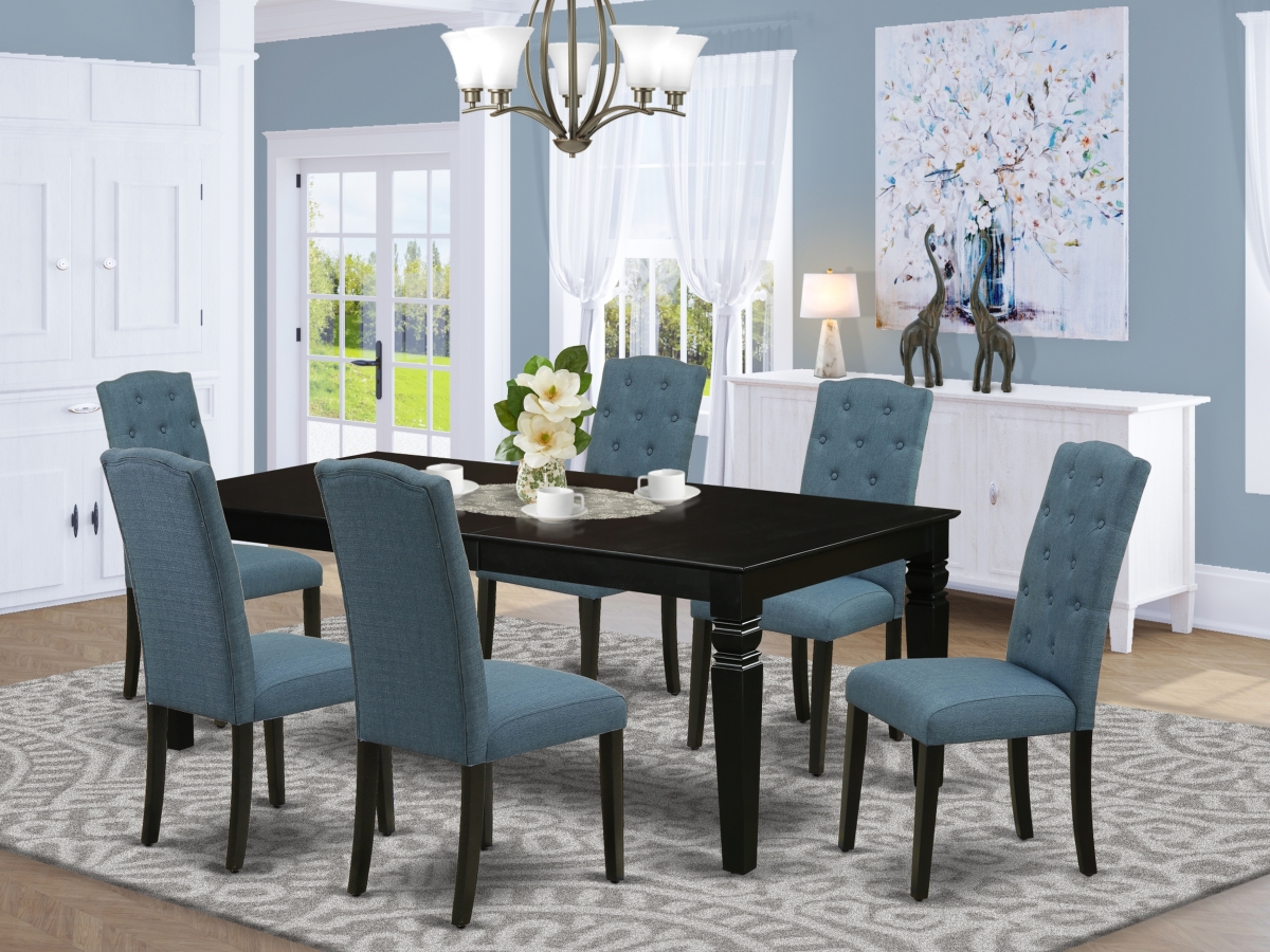7 Piece Logan Dinette Set - Black & Blue