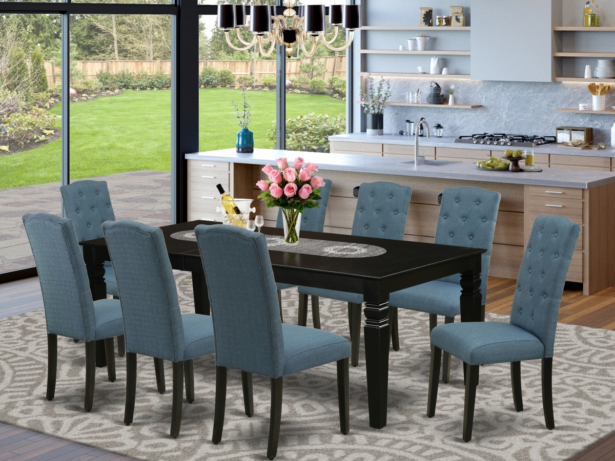 9 Piece Logan Dining Set - Black & Blue