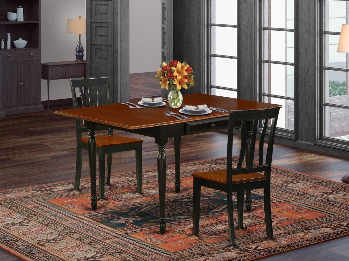 3 Piece Monza Dining Table Set - Black & Cherry