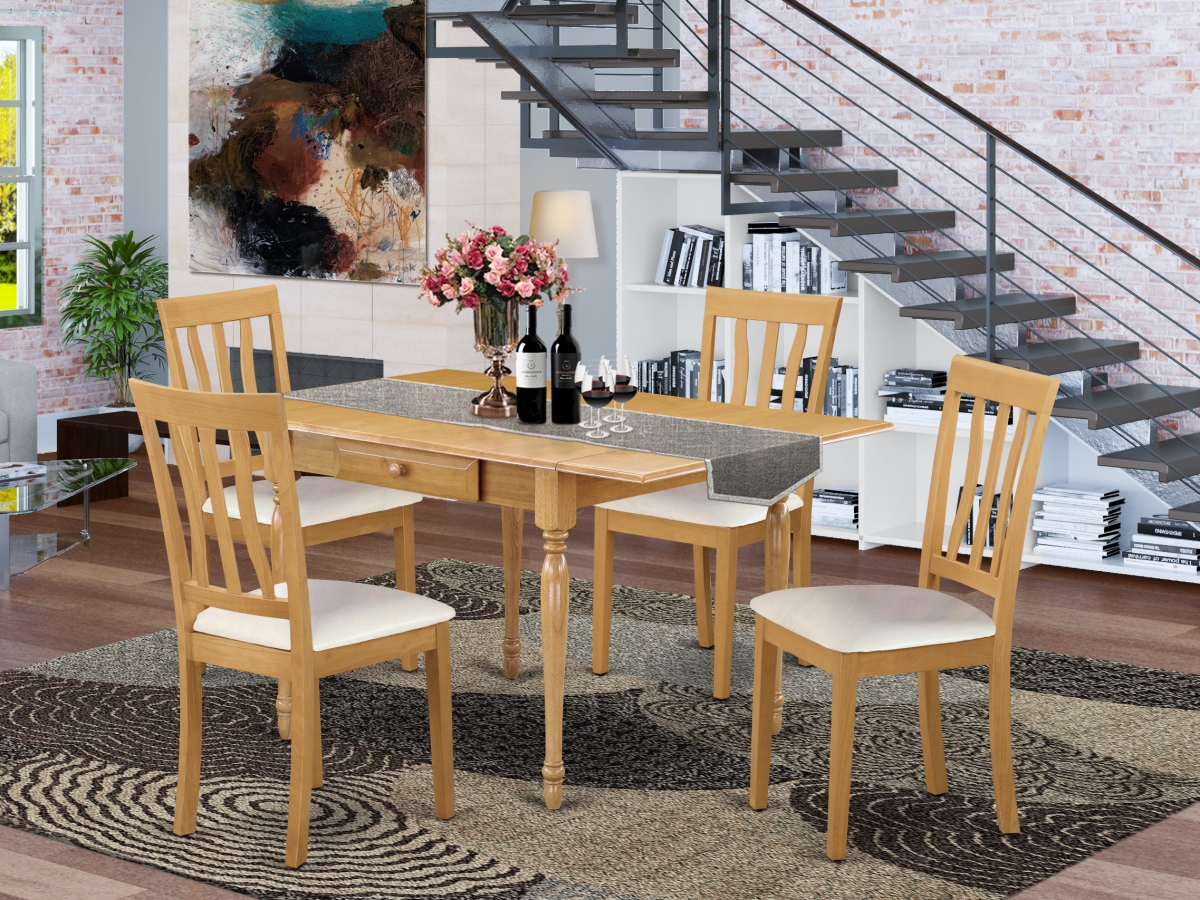 5 Piece Monza Wood Dining Table Set - Oak