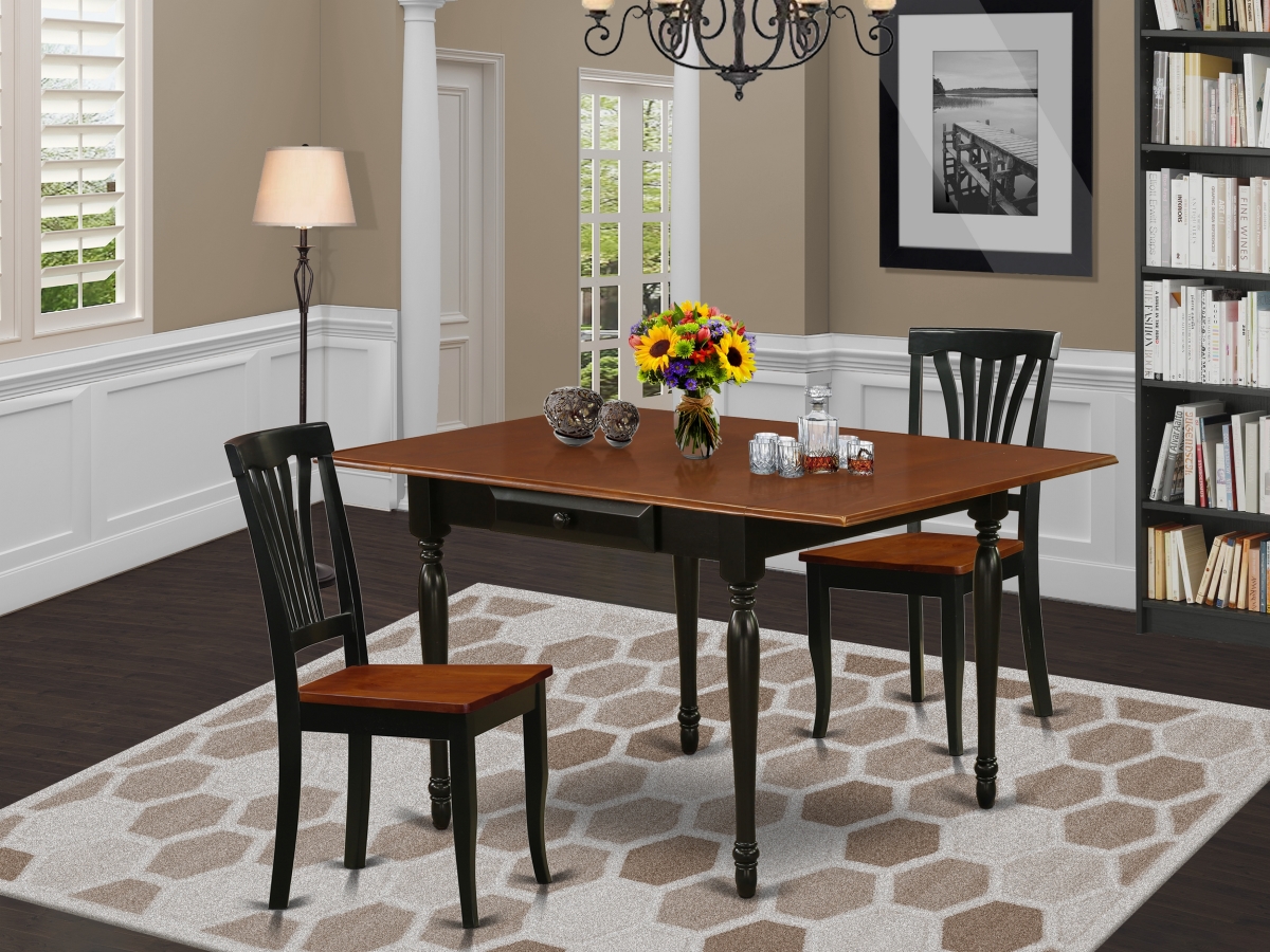 MZAV3-BCH-W 3 Piece Monza Dining Table Set - Black & Cherry