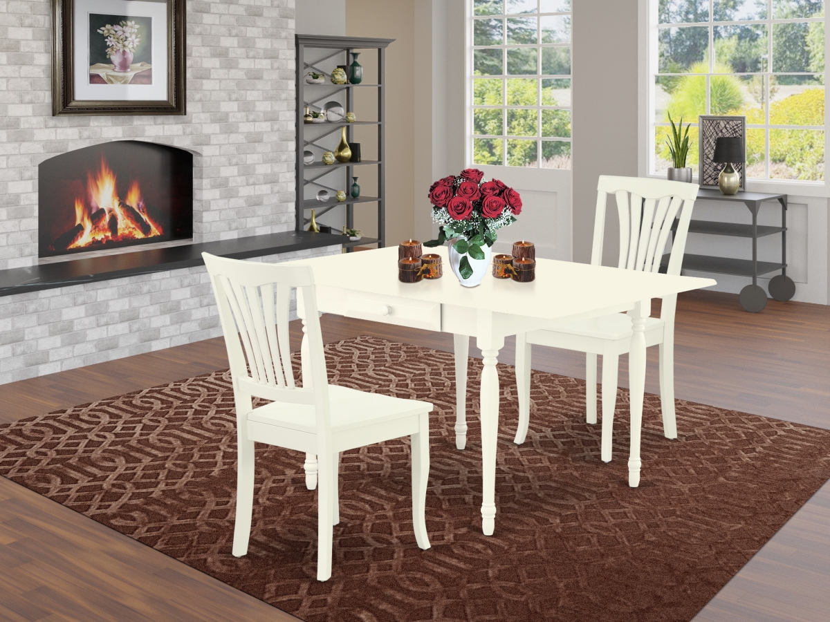 3 Piece Monza Dining Room Table Set - Linen White