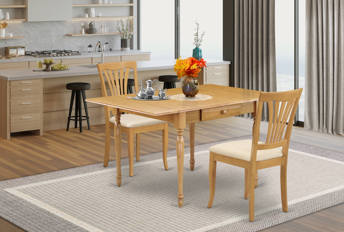 MZAV3-OAK-C 3 Piece Monza Dining Table Set - Oak
