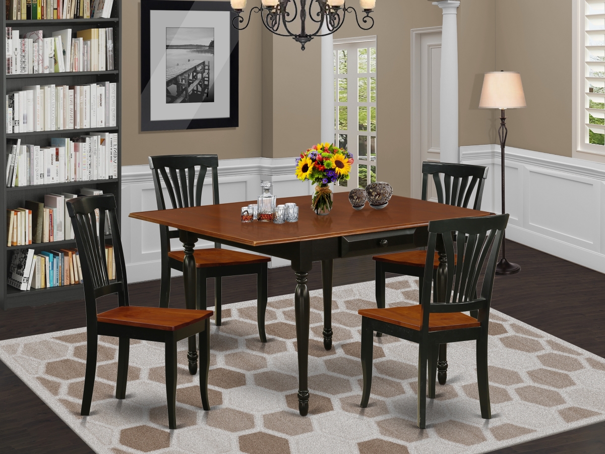 5 Piece Monza Kitchen Table Set - Black & Cherry