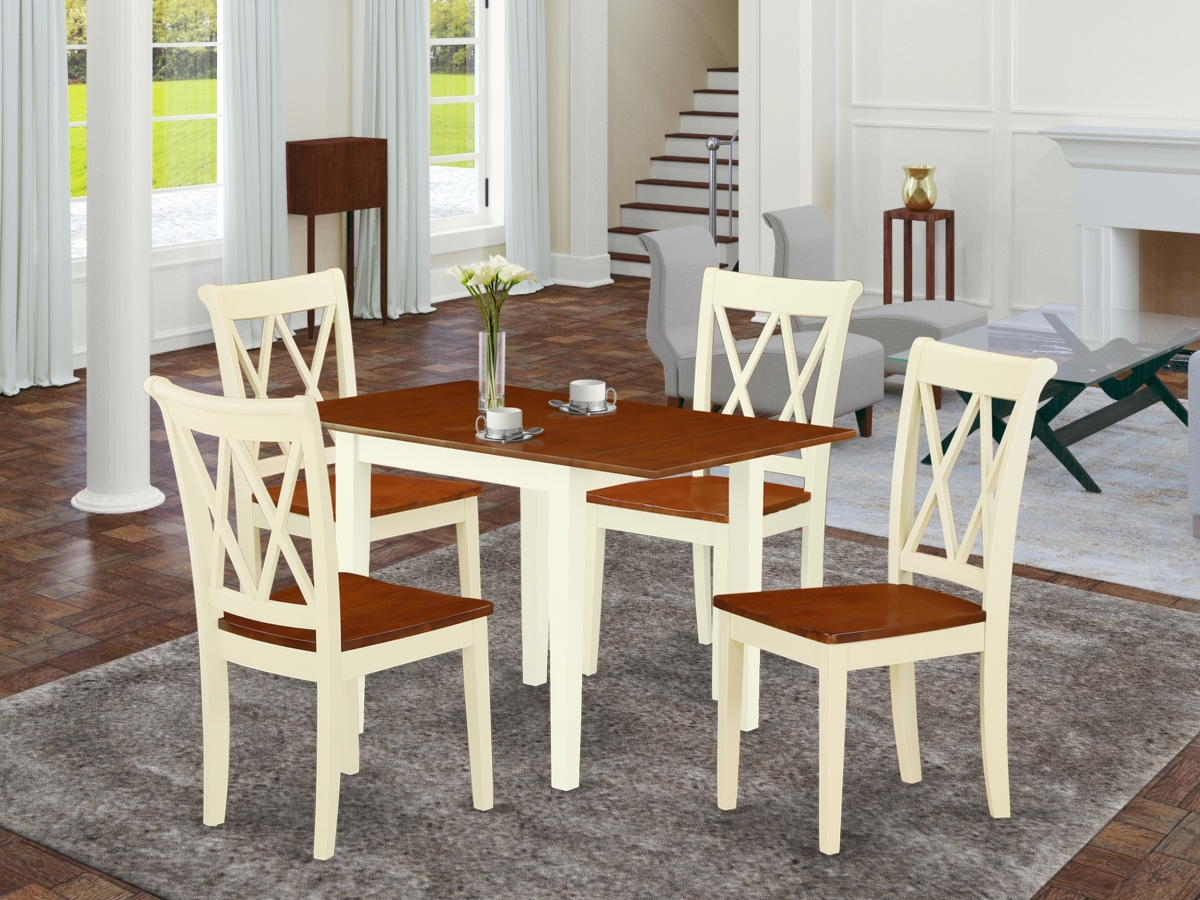 5 Piece Norden Modern Dining Table Set - Cherry & Buttermilk