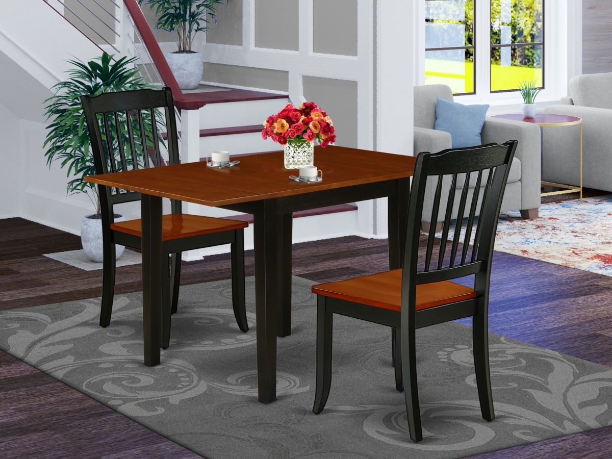 3 Piece Norden Dining Room Table Set - Cherry & Black