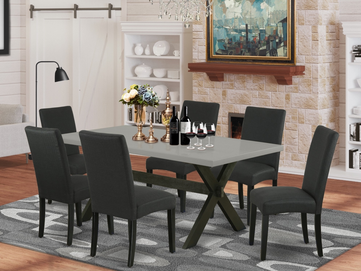 X697DR124-7 7 Piece X-Style Dining Room Table Set - Black -  East West Furniture