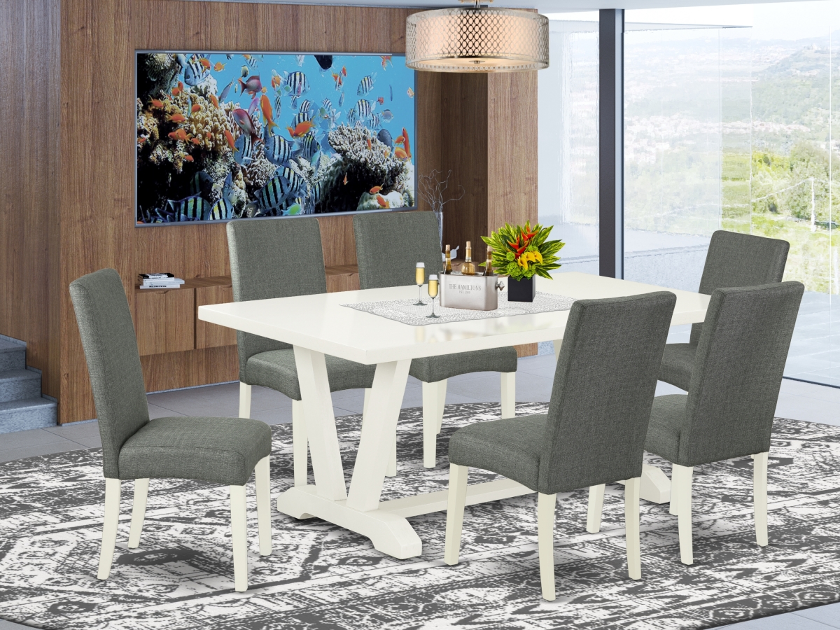 7 Piece V-Style Kitchen Table Set - Gray Smoke