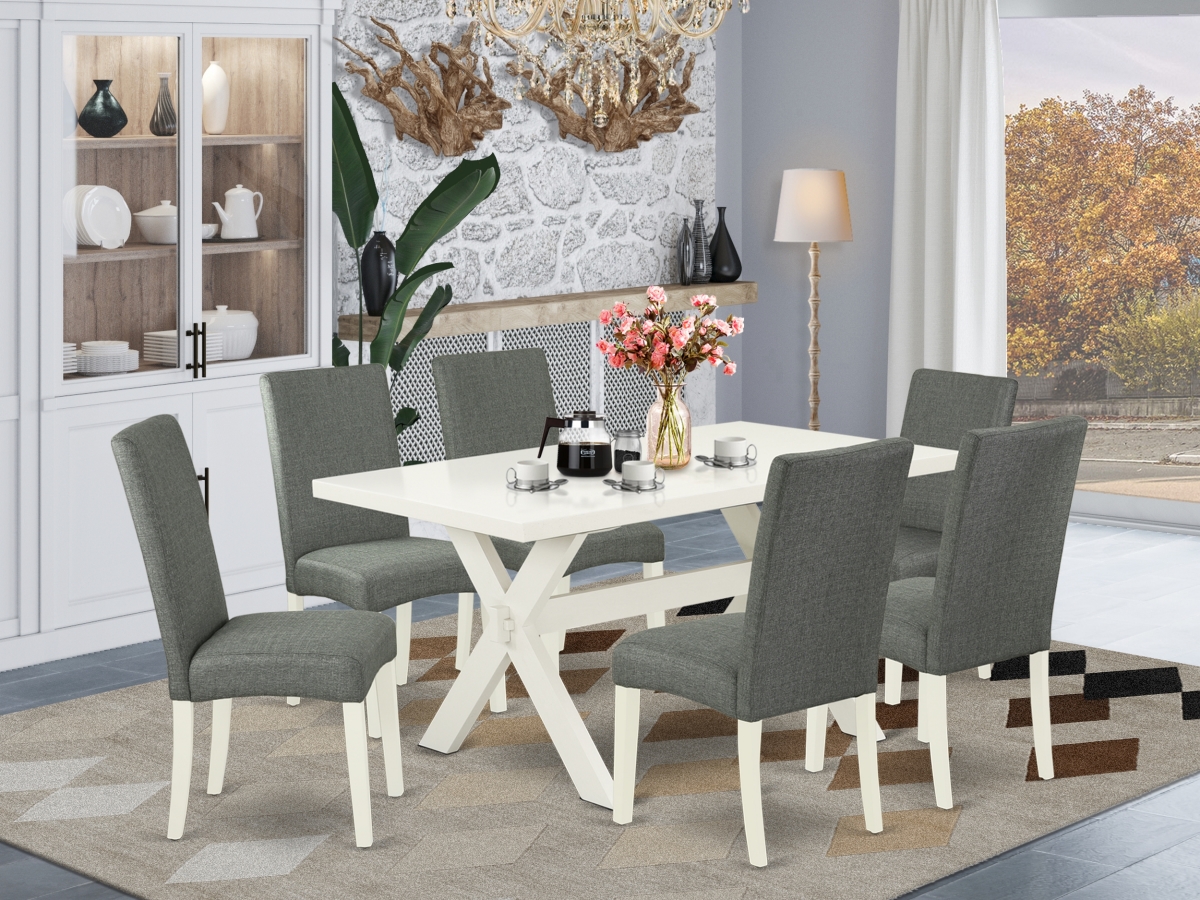 X026DR207-7 7 Piece X-Style Modern Dining Table Set - Gray