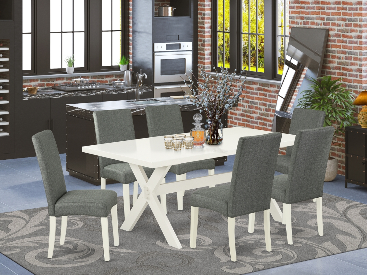 X027DR207-7 7 Piece X-Style Kitchen Table Set - Gray