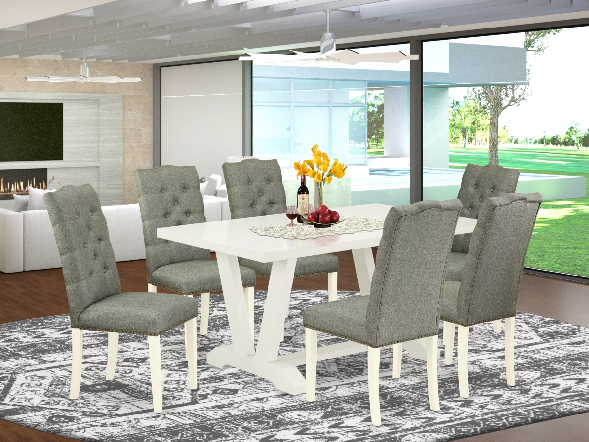 7 Piece V-Style Kitchen Furniture Set - Smoke