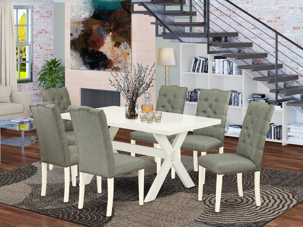 X026EL207-7 7 Piece X-Style Dining Table Set - Gray